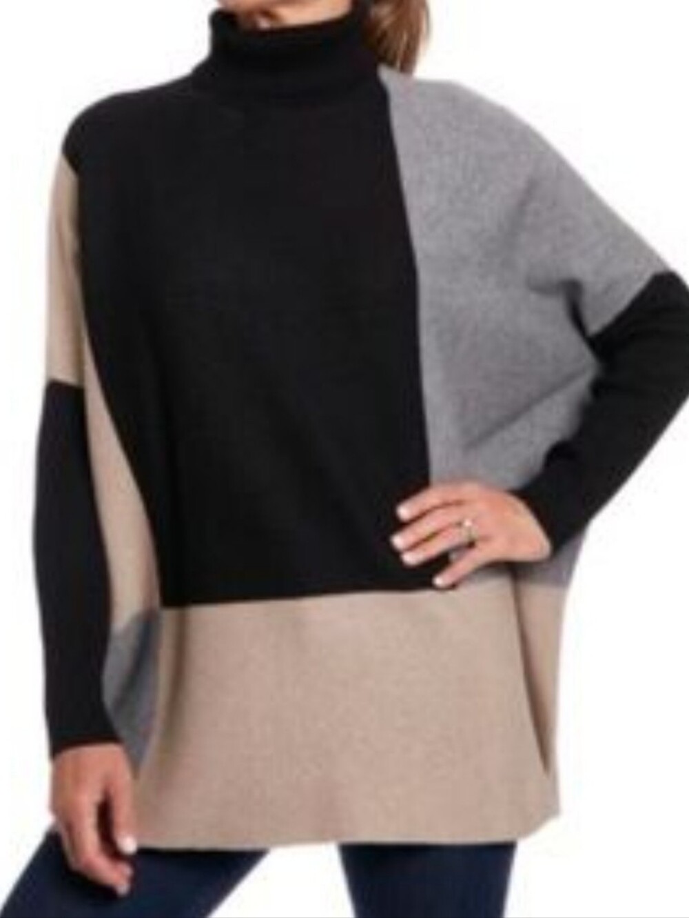 Talbots 2XL Turtle Neck Sweater Long Sleeve Color Block Women's Soft Knit...